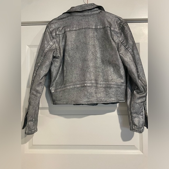 NWT Mother Denim The Moto Jacket Friday Night Freestyle in Metallica Silver - Picture 9 of 9